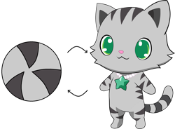 Size: 1280x943 | Tagged: safe, artist:mega-poneo, cat, feline, mammal, ambiguous form, semi-anthro, jewelpet (sanrio), sanrio, ball, ears, male, morph ball, simple background, solo, solo male, tail, tour (jewelpet), transparent background