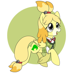 Size: 800x800 | Tagged: safe, artist:perfectpinkwater, isabelle (animal crossing), equine, fictional species, mammal, pegasus, pony, feral, animal crossing, friendship is magic, hasbro, my little pony, nintendo, 2018, crossover, eyelashes, feathered wings, feathers, female, feralized, folded wings, hair, hair band, mare, ponified, solo, solo female, species swap, style emulation, tail, tail band, wings