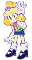 Size: 948x1753 | Tagged: safe, artist:mariimin, isabelle (animal crossing), canine, dog, mammal, shih tzu, anthro, animal crossing, nintendo, sega, sonic the hedgehog (series), 2020, crossover, female, solo, solo female, sonicified, style emulation
