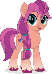 Size: 4491x6351 | Tagged: safe, artist:pumpkinpieforlife, sunny starscout (mlp), earth pony, equine, fictional species, mammal, pony, feral, hasbro, my little pony, my little pony g5, spoiler, spoiler:my little pony g5, 2021, absurd resolution, braid, coat markings, cute, cutie mark, female, hair, happy, hooves, mare, simple background, socks (leg marking), solo, solo female, tail, transparent background, unshorn fetlocks, vector