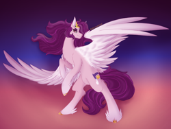 Size: 2160x1620 | Tagged: safe, artist:lunathemoongod, pipp petals (mlp), equine, fictional species, mammal, pegasus, pony, feral, hasbro, my little pony, my little pony g5, spoiler, spoiler:my little pony g5, 2021, big wings, chest fluff, circlet, coat markings, cutie mark, female, fluff, flying, fur, hooves, mare, smug, socks (leg marking), solo, solo female, spread wings, tail, unshorn fetlocks, white wings, wings