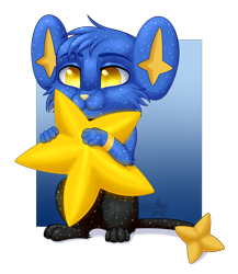 Size: 3306x3810 | Tagged: safe, artist:starshade, oc, oc only, fictional species, mammal, shinx, nintendo, pokémon, 2021, commission, cute, gradient background, high res, lightly watermarked, male, simple background, smiling, sparkly eyes, transparent background, watermark, wingding eyes, ych, ych example, ych result, ychresult, yellow eyes