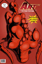 Size: 2000x3045 | Tagged: safe, artist:zp92, ant, arthropod, insect, humanoid, ant (ant), ant (comic), antennae, barefoot, breasts, feet, female, foot fetish, foot focus, high res, red skin, soles, solo, solo female, toe claws, toes