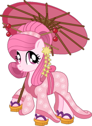 Size: 543x745 | Tagged: safe, artist:muhammad yunus, furbooru exclusive, oc, oc only, oc:annisa trihapsari, earth pony, equine, fictional species, mammal, pony, feral, friendship is magic, hasbro, my little pony, 2021, base used, clothes, cute, dress, female, japan, japanese, kimono (clothing), looking at you, mare, medibang paint, simple background, smiling, solo, solo female, transparent background
