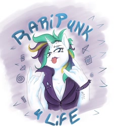 Size: 1199x1334 | Tagged: safe, artist:radicalweegee, rarity (mlp), equine, fictional species, mammal, pony, unicorn, anthro, friendship is magic, hasbro, my little pony, alternate hairstyle, anthrofied, devil horns, hair, punk