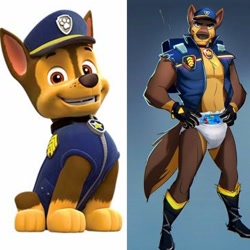 Size: 1440x1440 | Tagged: suggestive, chase (paw patrol), anthro, nickelodeon, paw patrol, diaper, diaper fetish, male