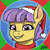 Size: 1024x1024 | Tagged: safe, artist:legatusflagrans, oc, oc:shale blush, earth pony, equine, fictional species, mammal, pony, feral, hasbro, my little pony, my little pony g5, spoiler:my little pony g5, bangs, bust, christmas, clothes, female, hair, hat, headwear, holiday, icon, looking at you, pink eyes, purple hair, santa hat, smiling, solo, solo female, yellow body