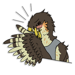 Size: 512x512 | Tagged: safe, artist:fleeks, oc, oc:lief woodcock, bird, eurasian sparrowhawk, hawk, sparrowhawk, anthro, 1:1, accipiter, accipitrid, accipitriform, beak, blushing, body markings, brown body, brown feathers, brown markings, cheek markings, facial markings, feathered wings, feathers, head marking, male, orange marking, simple background, solo, solo male, tan body, tan feathers, transparent background, true hawk, winged arms, wings