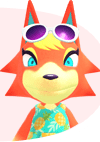 Size: 100x142 | Tagged: safe, official art, audie (animal crossing), canine, mammal, wolf, semi-anthro, animal crossing, animal crossing: new horizons, nintendo, abstract background, clothes, dress, female, low res, muumuu, partially transparent background, solo, solo female, transparent background