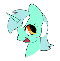 Size: 1631x1655 | Tagged: safe, artist:risswm, lyra heartstrings (mlp), equine, fictional species, mammal, pony, unicorn, feral, friendship is magic, hasbro, my little pony, 2021, bust, female, mare, open mouth, open smile, simple background, smiling, solo, solo female, white background