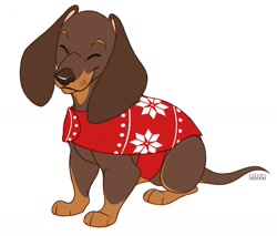 Size: 1280x1092 | Tagged: safe, artist:faithandfreedom, canine, dachshund, dog, mammal, feral, 2d, cute, male, simple background, smiling, solo, solo male, white background