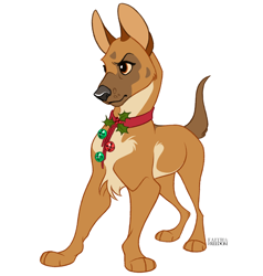Size: 1218x1280 | Tagged: safe, artist:faithandfreedom, belgian malinois, canine, dog, mammal, feral, 2d, cute, female, holly, simple background, smiling, solo, solo female, white background