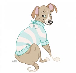 Size: 1280x1237 | Tagged: safe, artist:faithandfreedom, canine, dog, mammal, whippet, feral, 2d, cute, male, simple background, smiling, solo, solo male, white background