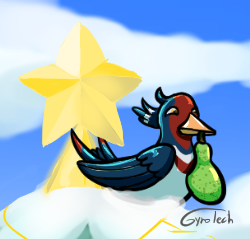 Size: 250x239 | Tagged: safe, artist:gyrotech, oc, oc:mistral (gyro), bird, fictional species, songbird, swellow, feral, nintendo, pokémon, bird feet, blue body, feathered wings, feathers, female, food, fruit, pear, red body, tail, white body, wings, yellow eyes