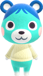 Size: 564x984 | Tagged: safe, official art, bear, mammal, semi-anthro, animal crossing, animal crossing: new horizons, nintendo, bluebear (animal crossing), cub, female, simple background, transparent background, young