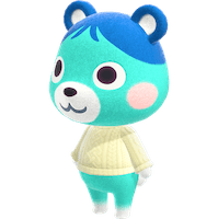 Size: 199x200 | Tagged: safe, official art, bluebear (animal crossing), bear, mammal, semi-anthro, animal crossing, animal crossing: new horizons, nintendo, cub, female, low res, simple background, solo, solo female, transparent background, young