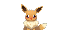 Size: 1920x1080 | Tagged: safe, alternate version, artist:drunk_oak, part of a set, eevee, eeveelution, fictional species, mammal, feral, nintendo, pokémon, 2021, ambiguous gender, bedroom eyes, black nose, blood, blushing, digital art, ears, fluff, fur, looking at you, neck fluff, nosebleed, open mouth, simple background, sitting, solo, solo ambiguous, sweat, tail, tongue, transparent background