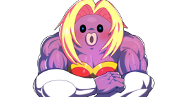 Size: 1920x1080 | Tagged: safe, alternate version, artist:drunk_oak, fictional species, jynx, anthro, nintendo, pokémon, 2021, biceps, blushing, breasts, clothes, crossed arms, digital art, evening gloves, eyelashes, female, gloves, long gloves, muscles, muscular female, open mouth, simple background, solo, solo female, transparent background