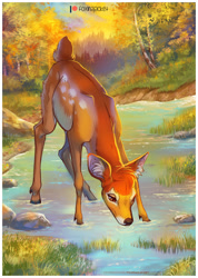 Size: 868x1220 | Tagged: safe, artist:anabel, bambi (bambi), cervid, deer, mammal, feral, bambi (film), disney, male, solo, solo male