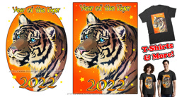 Size: 1440x792 | Tagged: safe, big cat, cat, feline, human, mammal, tiger, feral, chinese, chinese new year, clothes, fandom, fashion, holiday, irl, irl human, lunar year year, nerd, new year, photo, shirt, stripes, t-shirt, topwear, year of the tiger, zodiac
