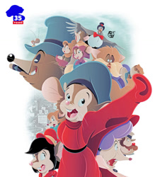 Size: 1024x1169 | Tagged: safe, artist:brisbybraveheart, bridget (an american tail), digit (an american tail), fievel mousekewitz (an american tail), henri (an american tail), mama mousekewitz (an american tail), papa mousekewitz (an american tail), tanya mousekewitz (an american tail), tiger (an american tail), tony toponi (an american tail), warren t. cat (an american tail), yasha mousekewitz (an american tail), arthropod, bird, cat, cockroach, feline, insect, mammal, mouse, pigeon, rodent, anthro, an american tail, sullivan bluth studios, 2d, baby, cigar, city, clothes, english text, female, group, gussie mausheimer (an american tail), hat, headscarf, headwear, honest john (an american tail), male, murine, open mouth, signature, sweater, text, top hat, topwear, young