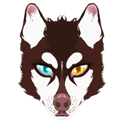 Size: 1000x1000 | Tagged: safe, artist:nottvarg, oc, canine, dog, mammal, amber eyes, brown body, brown fur, cyan eyes, ears, fur, fursona, heterochromia, looking at you, solo, white body, white fur