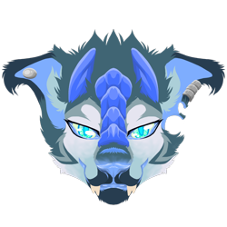 Size: 1000x1000 | Tagged: species needed, safe, artist:nottvarg, oc, cyan eyes, ears, fur, fursona, gray body, gray fur, looking at you, solo, teeth