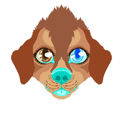 Size: 1000x1000 | Tagged: safe, artist:nottvarg, oc, canine, dog, mammal, blue eyes, brown body, brown eyes, brown fur, cyan nose, ears, fur, fursona, heterochromia, looking at you, solo