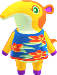 Size: 781x1016 | Tagged: safe, official art, anteater, mammal, animal crossing, animal crossing: new horizons, nintendo, anabelle (animal crossing), clothes, dress, female, muumuu, simple background, transparent background