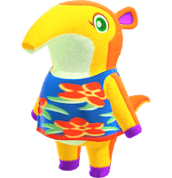 Size: 194x200 | Tagged: safe, official art, anteater, mammal, semi-anthro, animal crossing, animal crossing: new horizons, nintendo, anabelle (animal crossing), clothes, dress, female, low res, muumuu, simple background, solo, solo female, transparent background