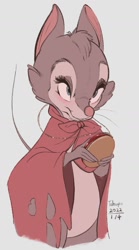 Size: 914x1640 | Tagged: safe, artist:tohupony, mrs. brisby (the secret of nimh), mammal, mouse, rodent, semi-anthro, sullivan bluth studios, the secret of nimh, 2022, 2d, blushing, female, front view, gem, simple background, solo, solo female, three-quarter view, white background