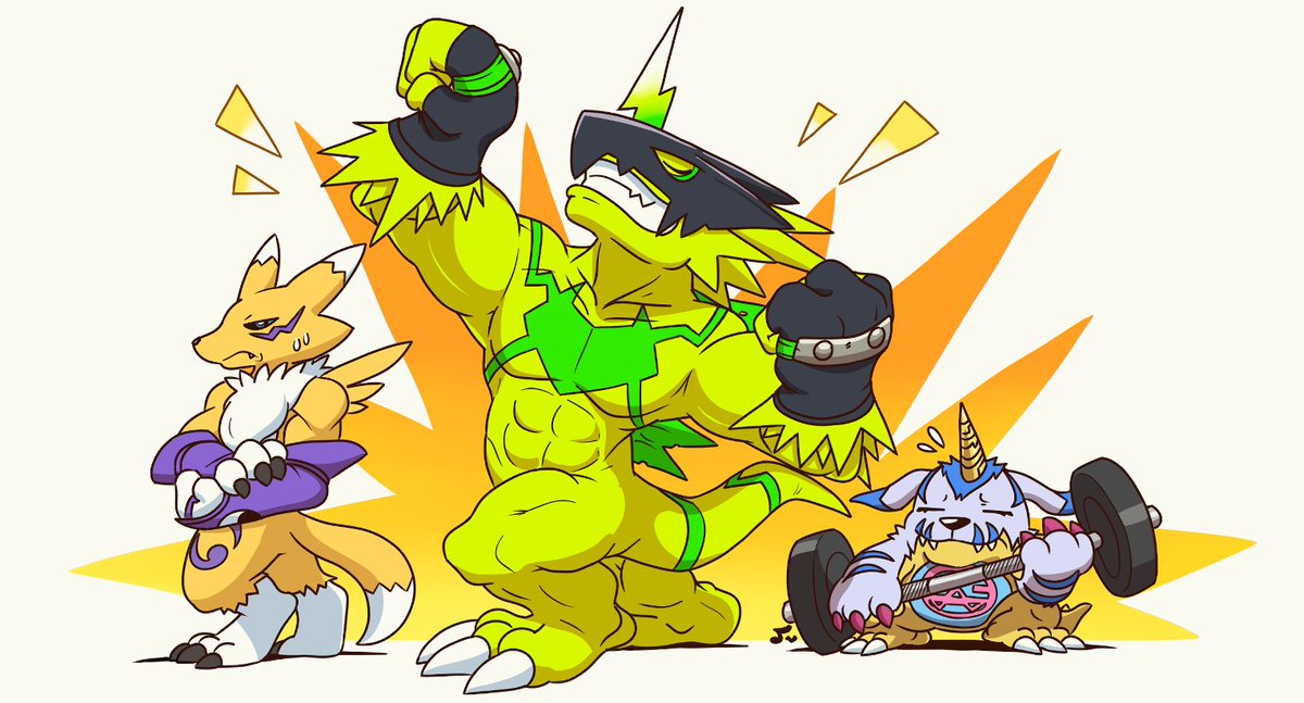 #134526 - safe, artist:dahecksajerry, fictional species, gabumon ...