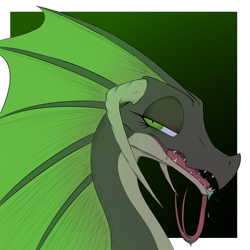 Size: 2048x2048 | Tagged: safe, artist:bestbake, dragon, fictional species, kobold, reptile, snake, anthro, 2022, ambiguous gender, bedroom eyes, green background, green eyes, high res, horns, lidded eyes, profile picture, saliva, scales, simple background, solo, solo ambiguous, tongue, tongue out