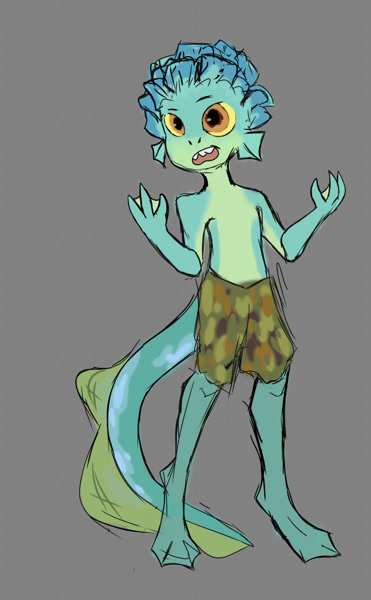 Draw Luca in sea monster form 