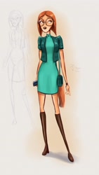 Size: 2160x3840 | Tagged: safe, artist:dagger6art, suki lane (sing), canine, dog, mammal, saluki, anthro, illumination entertainment, sing (film), 2022, boots, bottomwear, clothes, female, glasses, high heel boots, high heels, high res, jacket, shirt, shoes, skirt, solo, solo female, topwear