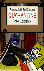 Size: 645x1024 | Tagged: safe, artist:queen-quail, oc, oc:adolf, feral, bed, duo, father, father and child, father and son, male, polio, quarantine, sick, son