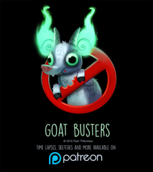 Size: 799x900 | Tagged: safe, artist:cryptid-creations, bovid, caprine, goat, mammal, feral, 2d, ambiguous gender, black background, ghostbusters, patreon, simple background, solo, solo ambiguous, ungulate