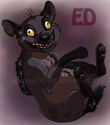 Size: 850x960 | Tagged: safe, artist:velvet-loz, ed (the lion king), hyena, mammal, feral, disney, the lion king, 2d, derp, male, paw pads, paws, solo, solo male