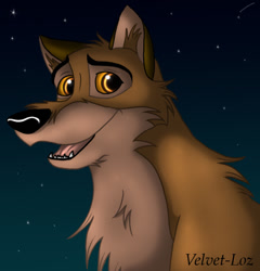 Size: 579x602 | Tagged: safe, artist:velvet-loz, balto (balto), canine, dog, hybrid, mammal, wolf, wolfdog, feral, balto (series), 2d, bust, front view, looking at you, male, open mouth, solo, solo male, three-quarter view