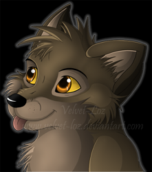 Size: 531x600 | Tagged: safe, artist:velvet-loz, balto (balto), canine, dog, hybrid, mammal, wolf, wolfdog, feral, balto (series), 2d, black background, blep, bust, cute, double outline, front view, male, puppy, simple background, smiling, solo, solo male, three-quarter view, tongue, tongue out, young, younger