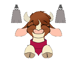 Size: 2340x1960 | Tagged: safe, artist:ljdamz1119, arizona cow (tfh), bovid, cattle, cow, mammal, feral, them's fightin' herds, 2d, 2d animation, animated, bell, cute, eyes closed, female, gif, simple background, smiling, solo, solo female, transparent background