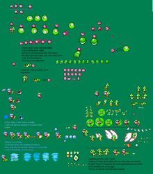 Size: 842x956 | Tagged: safe, artist:redballbomb, kirby (kirby), yoshi (mario), fictional species, puffball (kirby), yoshi (species), kirby (series), mario (series), nintendo, sega, sonic the hedgehog (series), ambiguous gender, ball, crossover, duo, male, morph ball, pixel art, rolling, spin dash, sprite