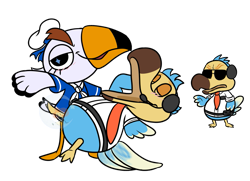 Size: 1051x760 | Tagged: safe, artist:luckynight48, gulliver (animal crossing), orville (animal crossing), wilbur (animal crossing), bird, dodo, seagull, semi-anthro, animal crossing, animal crossing: new horizons, nintendo, 2d, beak, dip, eyes closed, group, jealous, male, male/male, males only, open beak, open mouth, semi-anthro/semi-anthro, simple background, transparent background, trio, trio male