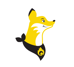 Size: 2697x2422 | Tagged: safe, official art, ember the fox, canine, fox, mammal, feral, ambiguous gender, black neckerchief, fur, headshot, neckerchief, simple background, smiling, solo, solo ambiguous, transparent background, vector, yellow body, yellow fur