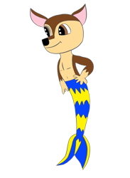 Size: 764x1046 | Tagged: safe, artist:victheanimaldrawer, chase (paw patrol), canine, dog, fictional species, fish, mammal, mer-pup (paw patrol), anthro, nickelodeon, paw patrol, brown eyes, fur, male, paws, simple background, solo, solo male, transparent background