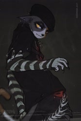 Size: 1341x2012 | Tagged: safe, artist:moonmoon_ext, meow skulls (fortnite), calico, cat, feline, mammal, anthro, epic games, fortnite, 2022, beanie, black nails, bottomwear, cell phone, claws, clothes, colored nails, denim, denim clothing, ear piercing, female, fish hook, fish hook piercing, fur, goth, hat, headgear, headwear, high res, hoodie, jeans, mottled, multicolored body, multicolored fur, nails, pants, phone, piebald, piercing, ripped jeans, ripped pants, smartphone, solo, solo female, striped sleeves, sweater, tomboy, topwear, torn bottomwear, torn clothes, torn pants, video game, yellow eyes
