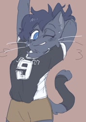 Size: 636x900 | Tagged: safe, artist:puppy_in_space, cat, feline, mammal, anthro, 9, clothes, solo
