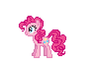 Size: 196x124 | Tagged: safe, artist:deathpwny, pinkie pie (mlp), earth pony, equine, fictional species, mammal, pony, feral, friendship is magic, hasbro, my little pony, animated, cake, cannon, eating, eyes, eyes closed, female, food, gif, gun, inflation, low res, male, nom, party cannon, shooting, simple background, smiling, solo, solo female, spam in the comments, tongue, tongue out, transparent background, wat, weapon, wtf, yellow body