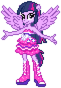 Size: 122x176 | Tagged: artist needed, source needed, safe, twilight sparkle (mlp), alicorn, animal humanoid, equine, fictional species, mammal, pony, humanoid, equestria girls, friendship is magic, hasbro, my little pony, animated, eared humanoid, feathered wings, feathers, female, gif, low res, pixel animation, pixel art, simple background, solo, solo female, sparkles, transparent background, winged humanoid, wings