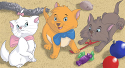 Size: 900x491 | Tagged: safe, artist:jauda, berlioz (the aristocats), marie (the aristocats), toulouse (the aristocats), cat, feline, mammal, feral, disney, the aristocats, female, group, kitten, male, young